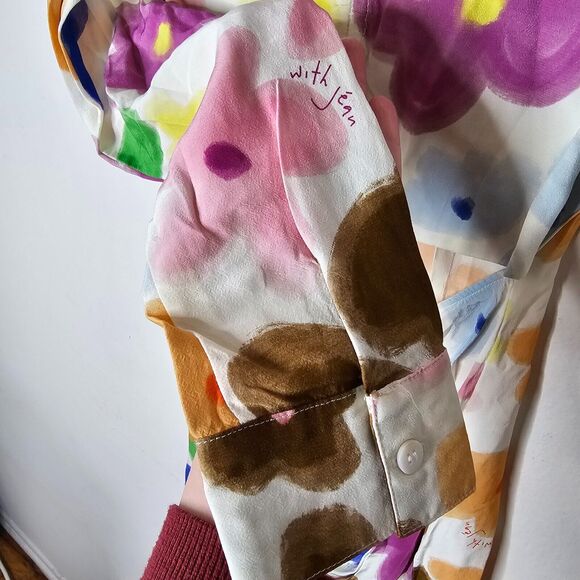 NWOT With Jean Hermana Viola Tricolor Long Sleeve Open Front Mini Dress XS - Picture 6 of 11